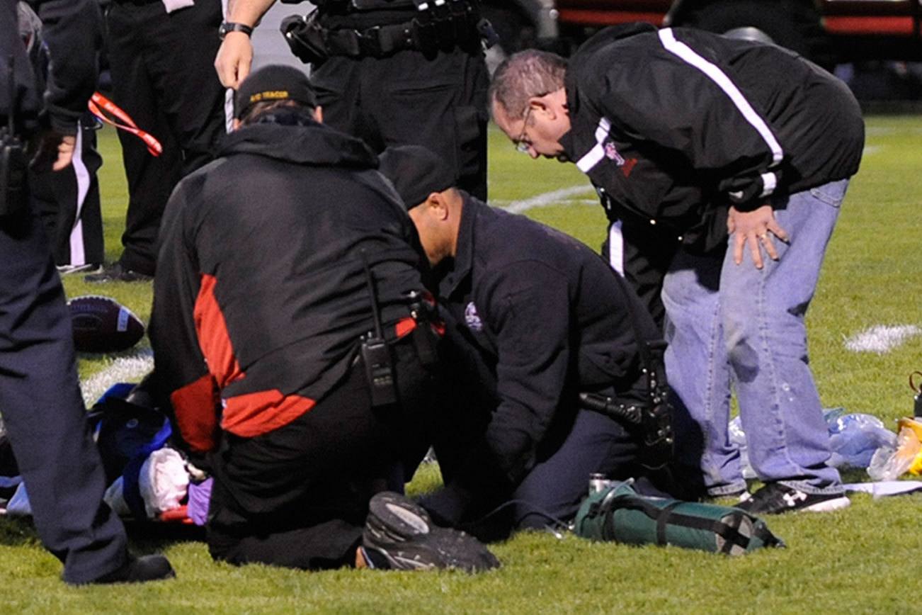 Official hospitalized after accidental tackle at Port Townsend-Sequim game