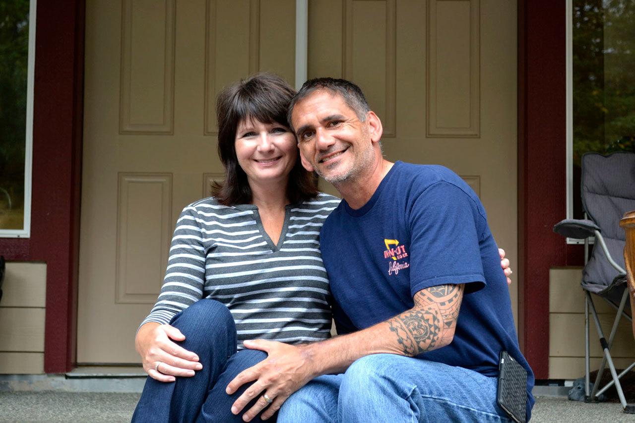 Christy and Willy Rookard have been home in Gardiner for a month now after an assault in Mexico left Willy with a collapsed lung and a brain injury. The couple continues to work on his speech and motor functions together. (Matthew Nash/Olympic Peninsula News Group)