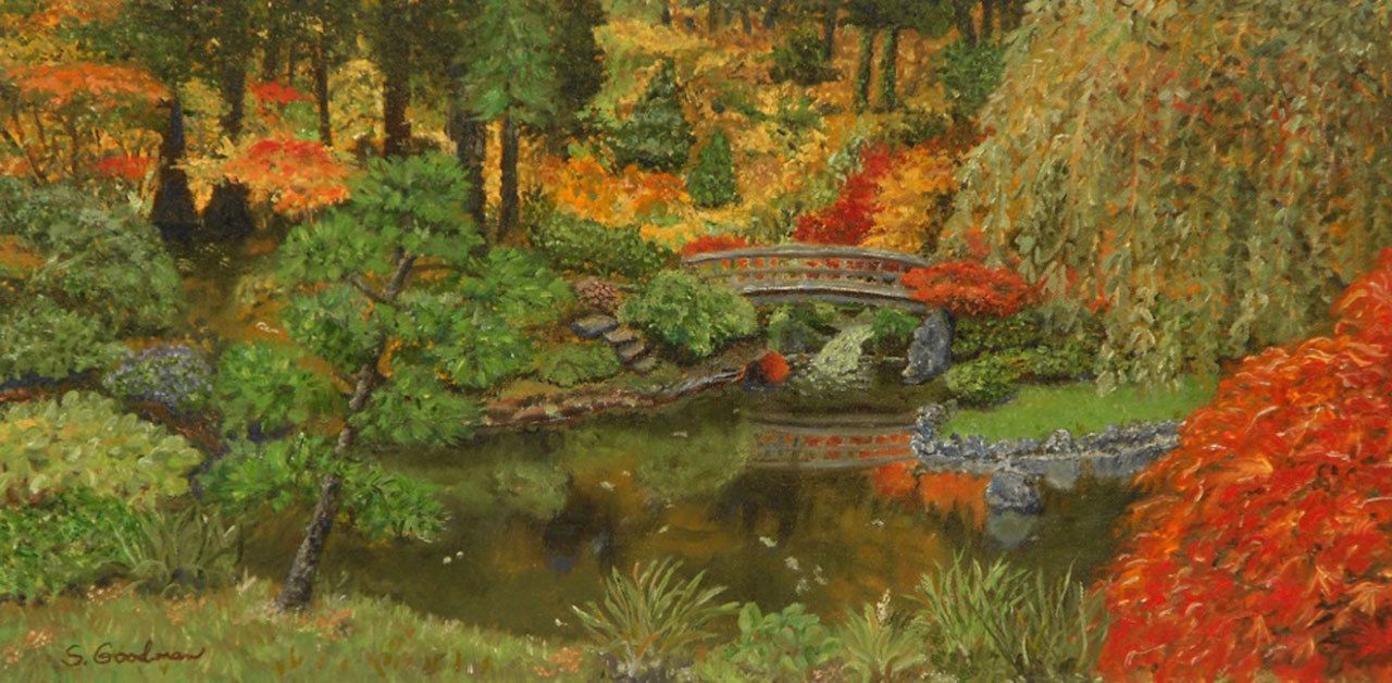 “Tapestry Garden” by Sandra Goodman. Artists Goodman and Randy Washburne are among the featured artists in the spotlight at the Peninsula Art Association’s annual show this weekend.