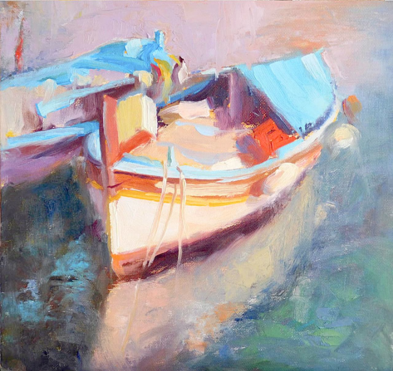 This painting by Sandra Offutt, titled “Boats Afloat,” will be on display Saturday during a reception for the artist at the Northwind Arts Center, 701 Water St. (Sandra Offutt)