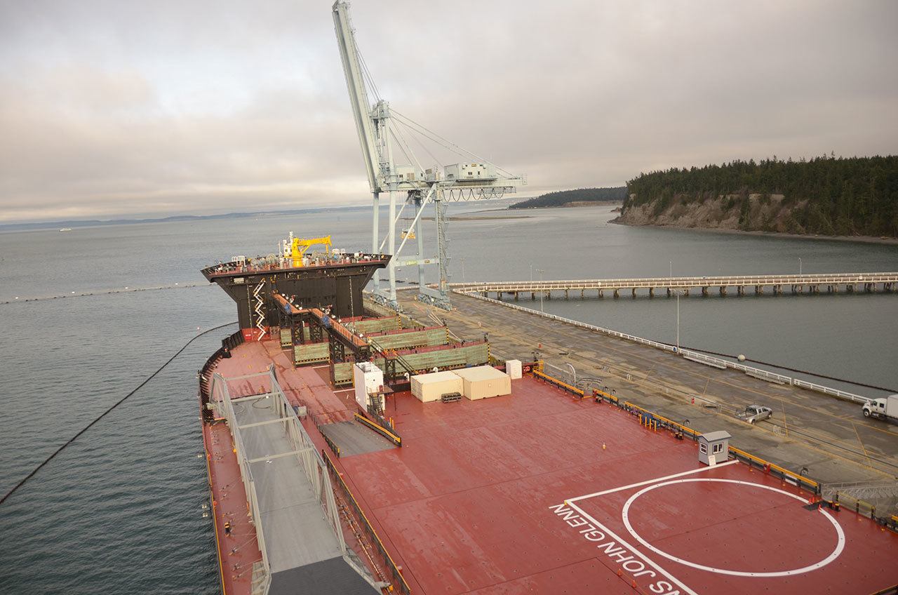 The USNS John Glenn will be docked at Naval Magazine Indian Island for the month of December. (Cydney McFarland/Peninsula Daily News)