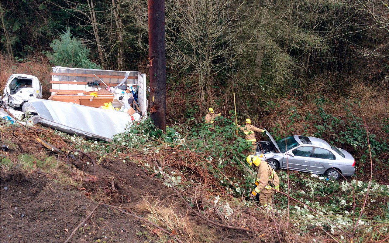 Three vehicles were involved in an accident on state Highway 19 on Friday afternoon that killed one person and sent four to the hospital. (Keppie Keplinger)