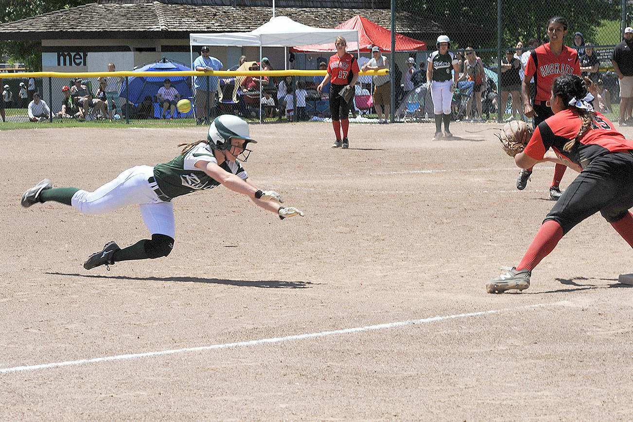 Riders get oh, so close: Port Angeles loses state softball title game 5-1