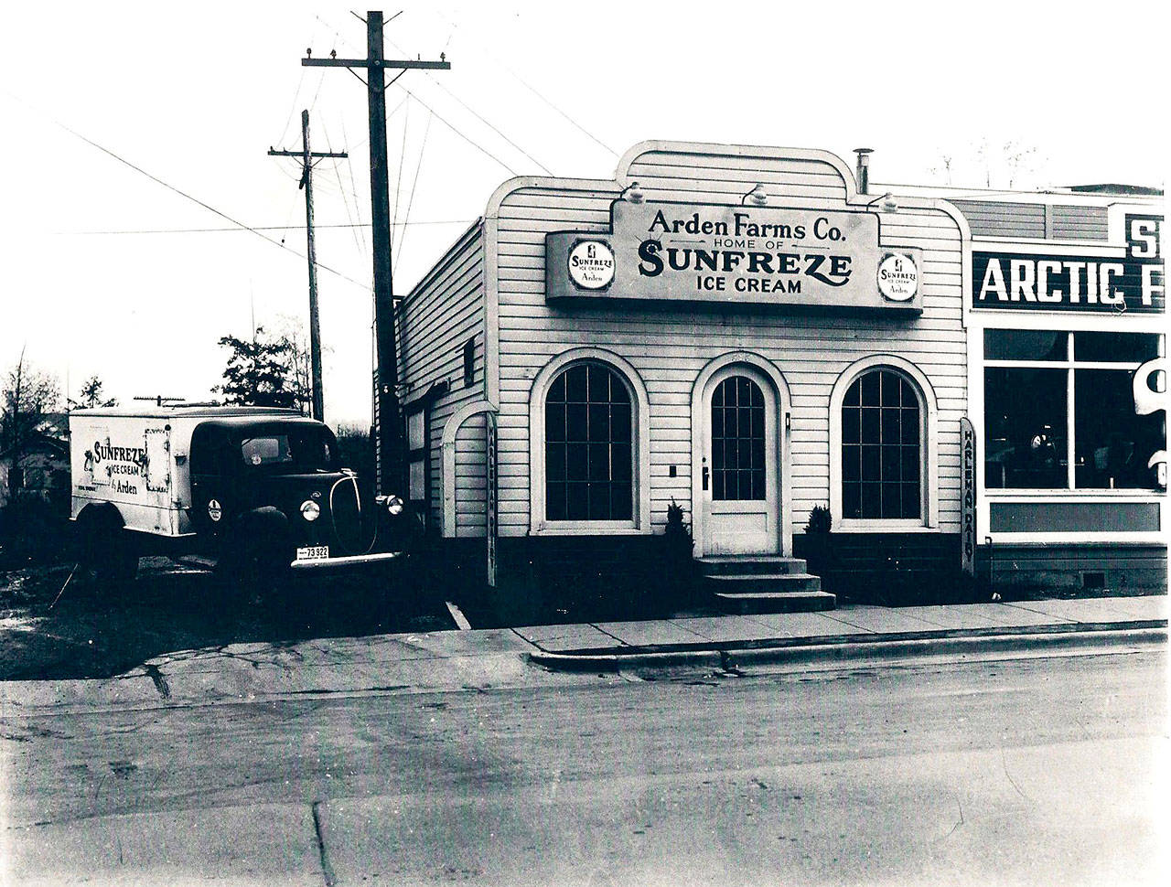 Arden Farms Co. in Port Angeles is shown sometime between 1939 and 1941. (Rex Gerberding)