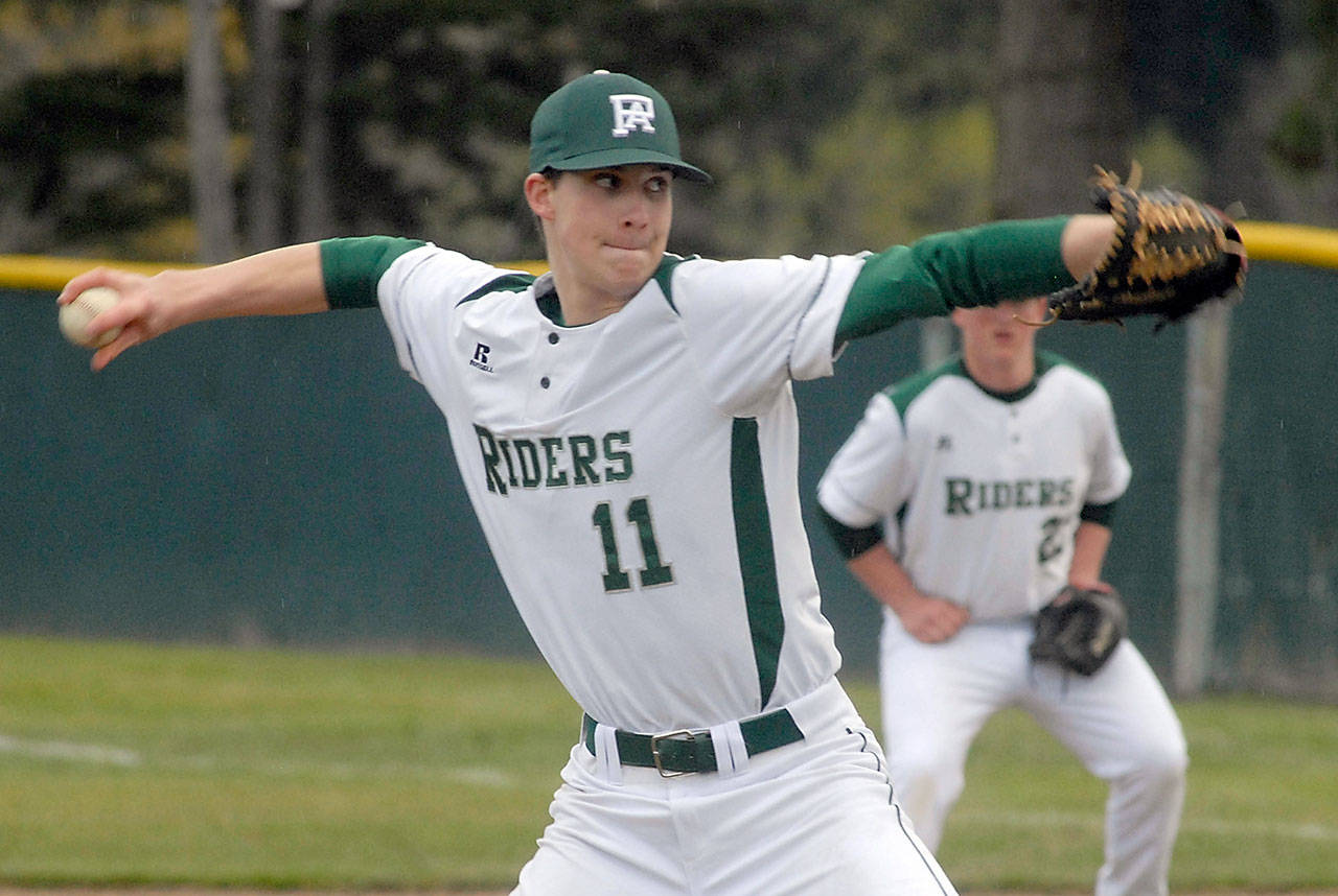 Keith Thorpe/Peninsula Daily News The versatility of Port Angeles’ Colton McGuffey was a large factor in his selection as All-Peninsula Baseball MVP.                                The versatility of Port Angeles’ Colton McGuffey was a large factor in his selection as All-Peninsula Baseball MVP.                                Keith Thorpe/Peninsula Daily News