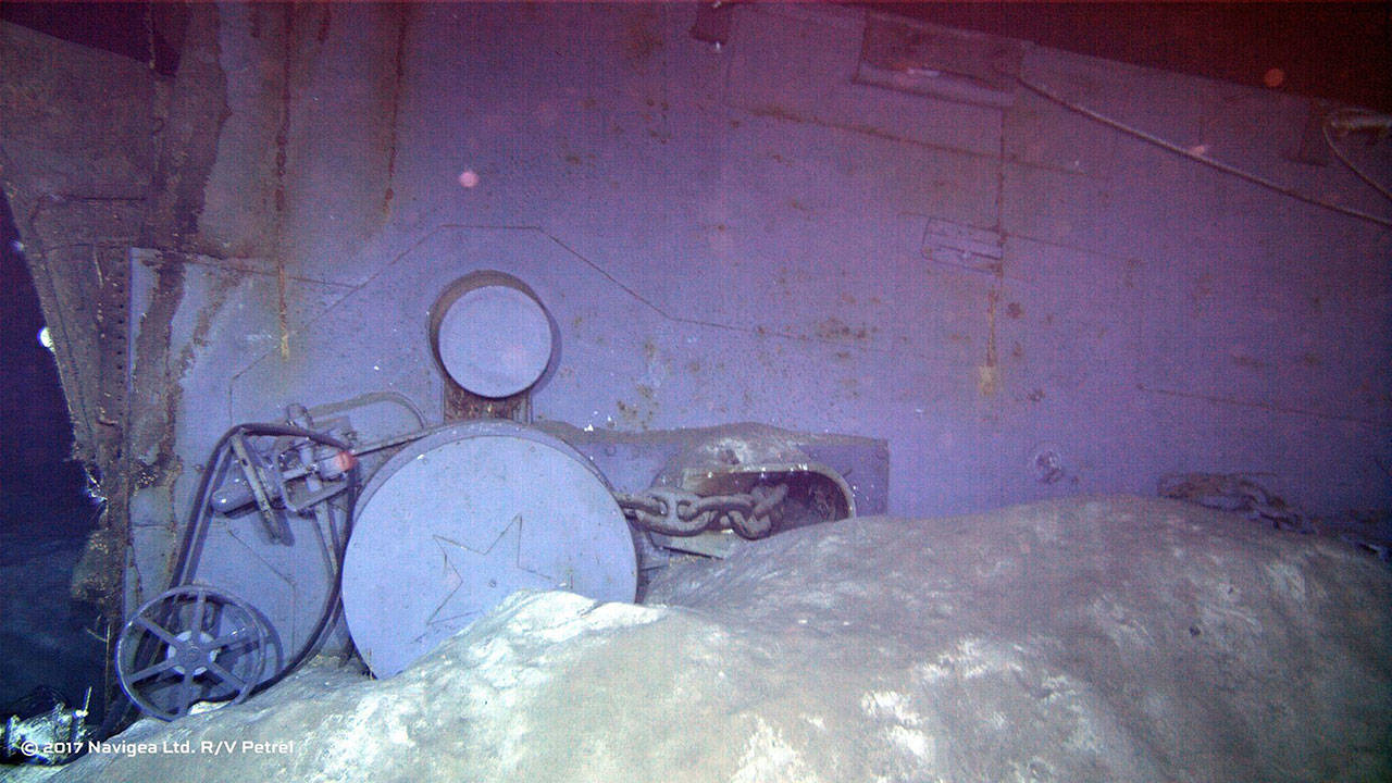 This undated image from a remotely operated vehicle courtesy of Paul G. Allen shows wreckage of the USS Indianapolis which appears to be one of the two anchor windlass mechanisms from the forecastle of the ship.