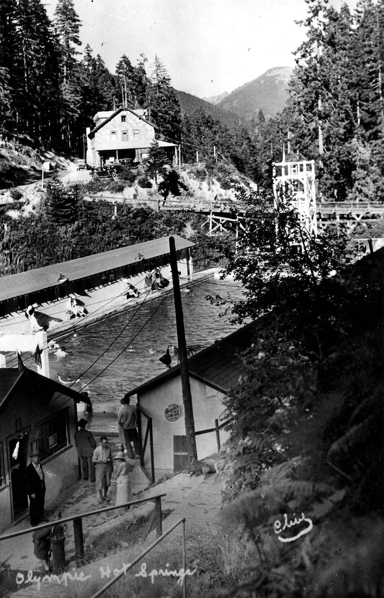 The Olympic Hot Springs Resort is shown in a historical photo. (Jefferson County Historical Society)