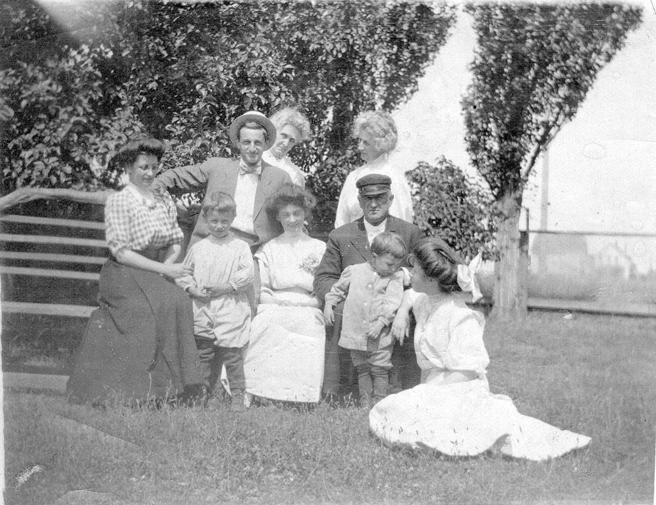 The Beecher Family is shown in 1908. In back, from left, are Henry Ward “Hal” Beecher, Mary Hadley Fletcher and Harriet Foster Beecher. In the middle, from left, are Mary Eunice Beecher Susmann, Paul Julius Susmann, Blanche Cameron Beecher and Capt. Herbert Foote Beecher. In the front, from left, are Sievers William Susmann and Beatrice “Trixie” Beecher. (Jefferson County Historical Society)