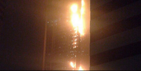 A video image of the fire in Dubai. (ABC News)