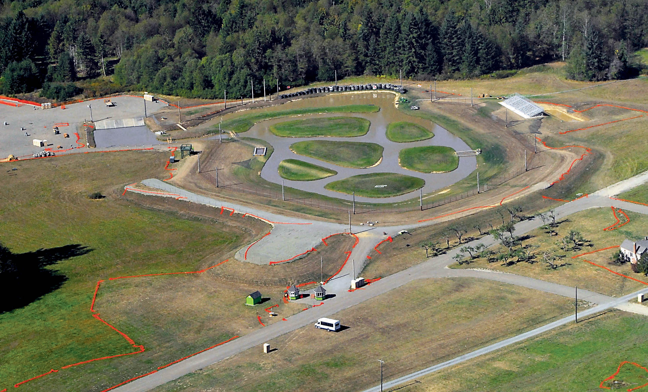 Aerial photo of the Port Angeles sprint boat track and the contested wetlands that surround it