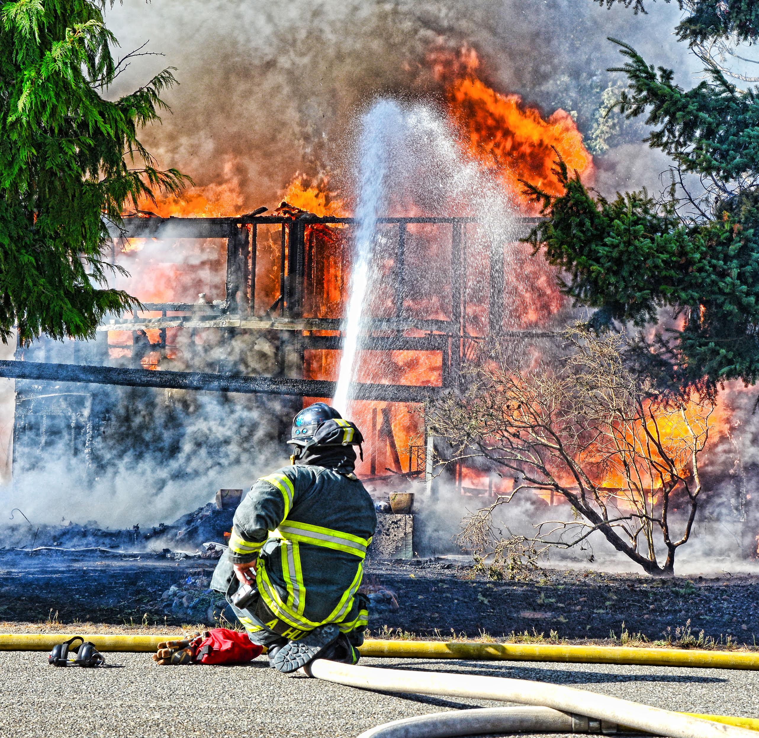 A fire destroyed a house west of Port Angeles on Thursday afternoon. Jsy Cline/Clallam County Fire District 2