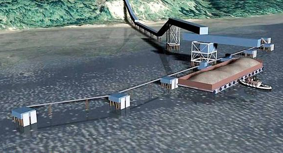 An artist's rendering of what a proposed  “pit-to-pier” dock might look like on Hood Canal. The project was blocked by the Navy. Thorndyke Resources