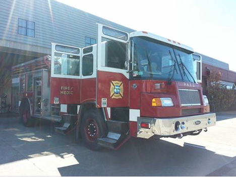 Port Angeles Fire Department's Engine 12 prepares to leave for north-central Washington. Clallam County Fire District No. 2