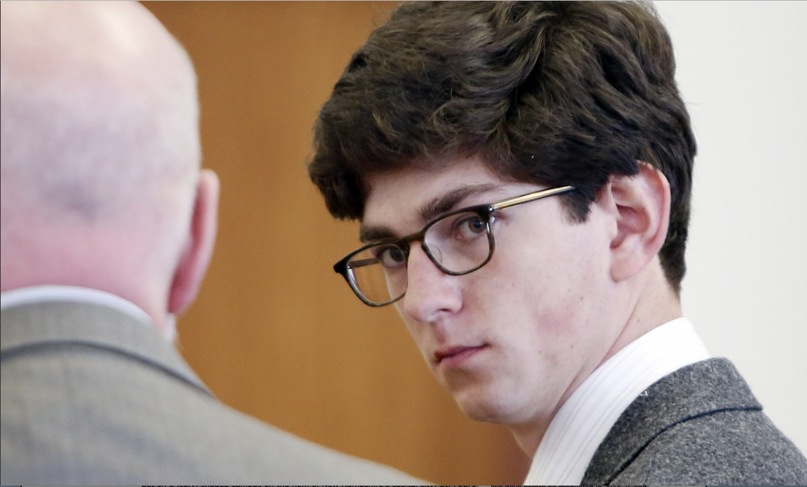 Owen Labrie in court while sitting next to his attorney Jay Carney on Thursday. The Associated Press