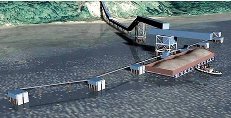 An artist's rendering of what a proposed “pit-to-pier” dock might look like on Hood Canal. The project was blocked by the Navy. Thorndyke Resources