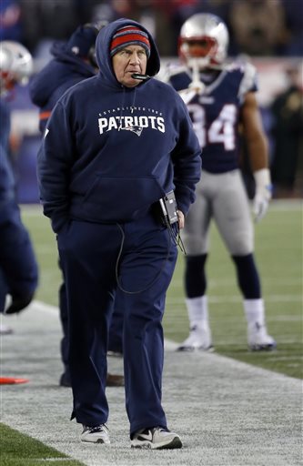 New England Patriots head coach Bill Belichick walks the sidelines. (The Associated Press)