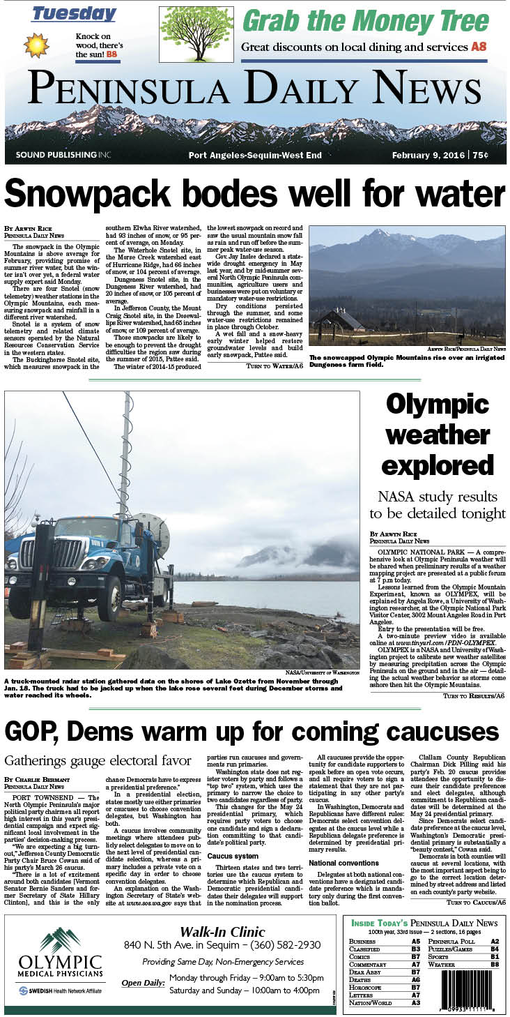 Today's front page tailored for the PDN's readers in Clallam County. There's more inside that isn't online! ()