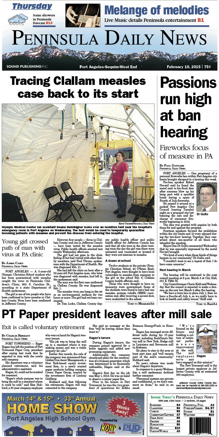 Today's front page for Clallam County. There's more inside that isn't online! ()