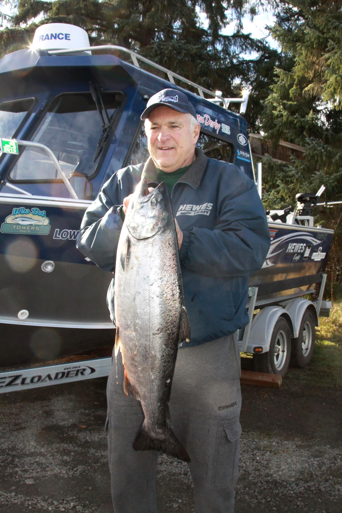 Jerry Thomas of Mount Vernon caught this 18.95-pound salmon off Diamond Point on Sunday morning to win the 34th Olympic Peninsula Fishing Derby. Thomas' catch nets him the derby's $10