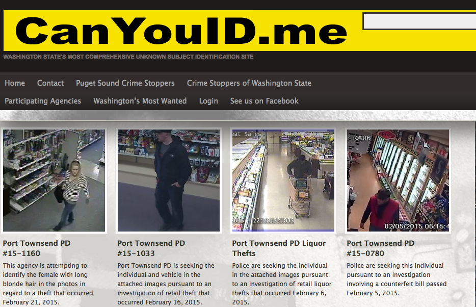 The www.CanYouID.me website and current photos from Port Townsend police. ()