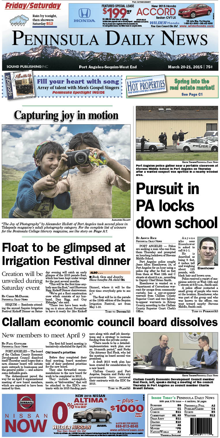 Today's front page for Clallam County. There's more inside that isn't online! ()