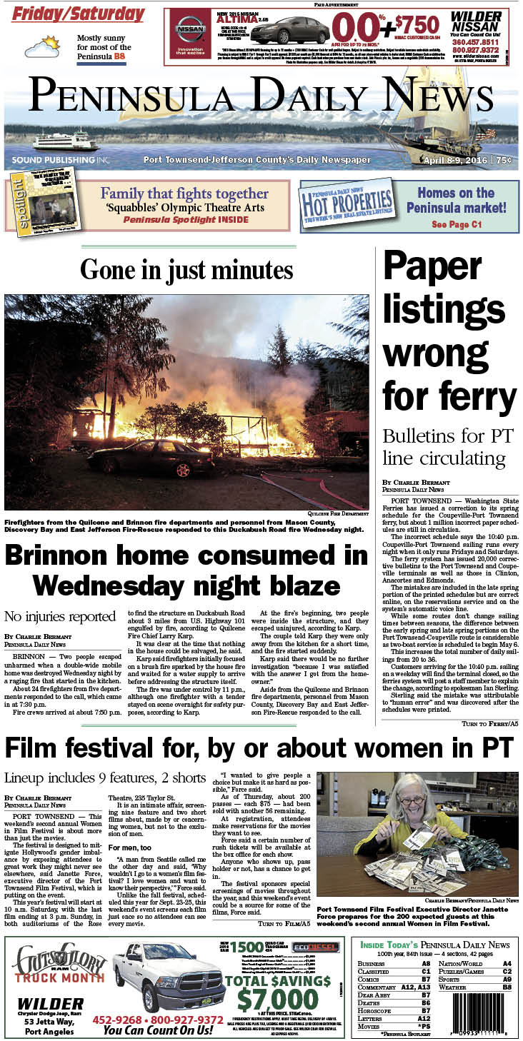 Today's front page tailored for the PDN's readers in Jefferson County. There's more inside that isn't online! ()