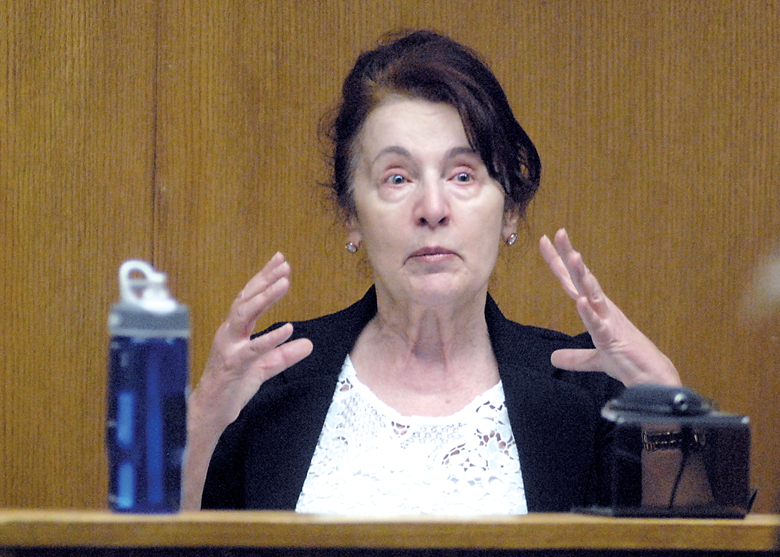 Yvonne Ziomkowski testifies in the civil trial. (Keith Thorpe/Peninsula Daily News)