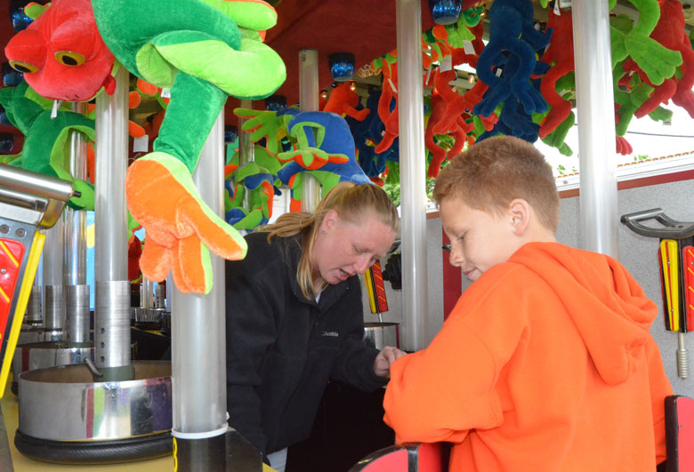 Carnival workers Roseann Love and her son