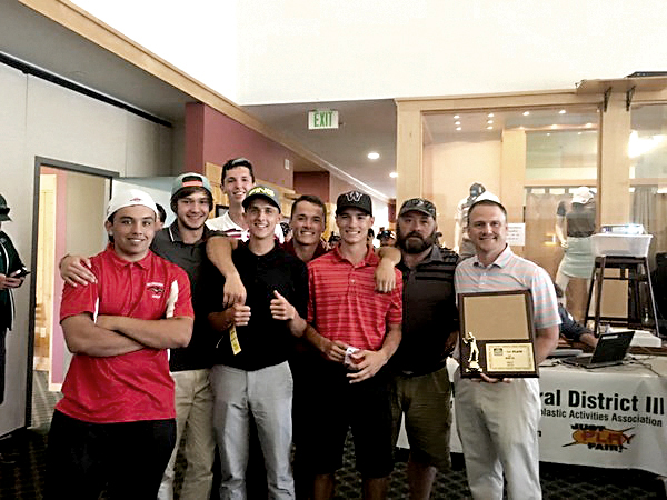 The Port Townsend boys golf team won the Class 1A West Central District Tournament at the Olympic Course at Gold Mountain Golf Club in Bremerton. Team members and coaches from left