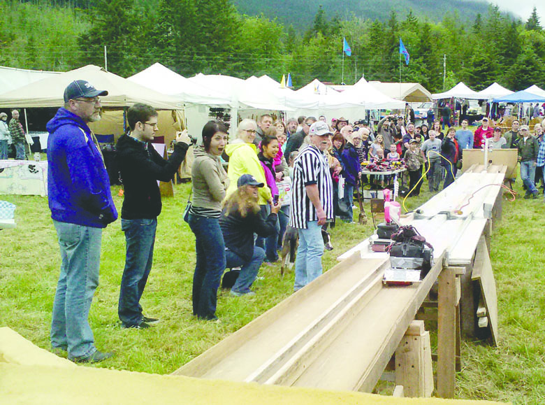 Spectators cheer during the belt sander races at last year's Brinnon ShrimpFest. (Laura Lofgren/Peninsula Daily News)