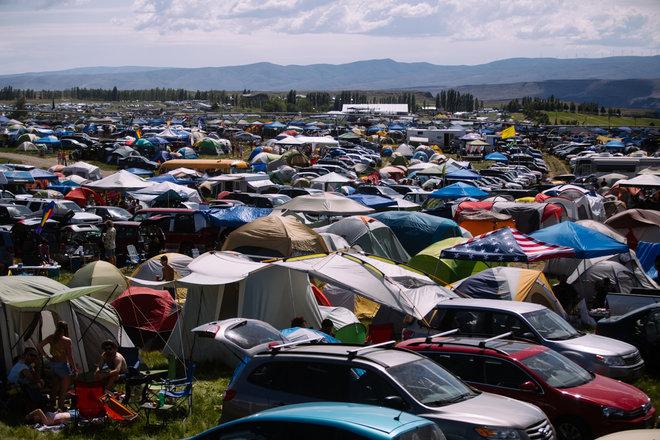 The Gorge campground was filled with music fans on Saturday. (KOMO-TV/Seattle)