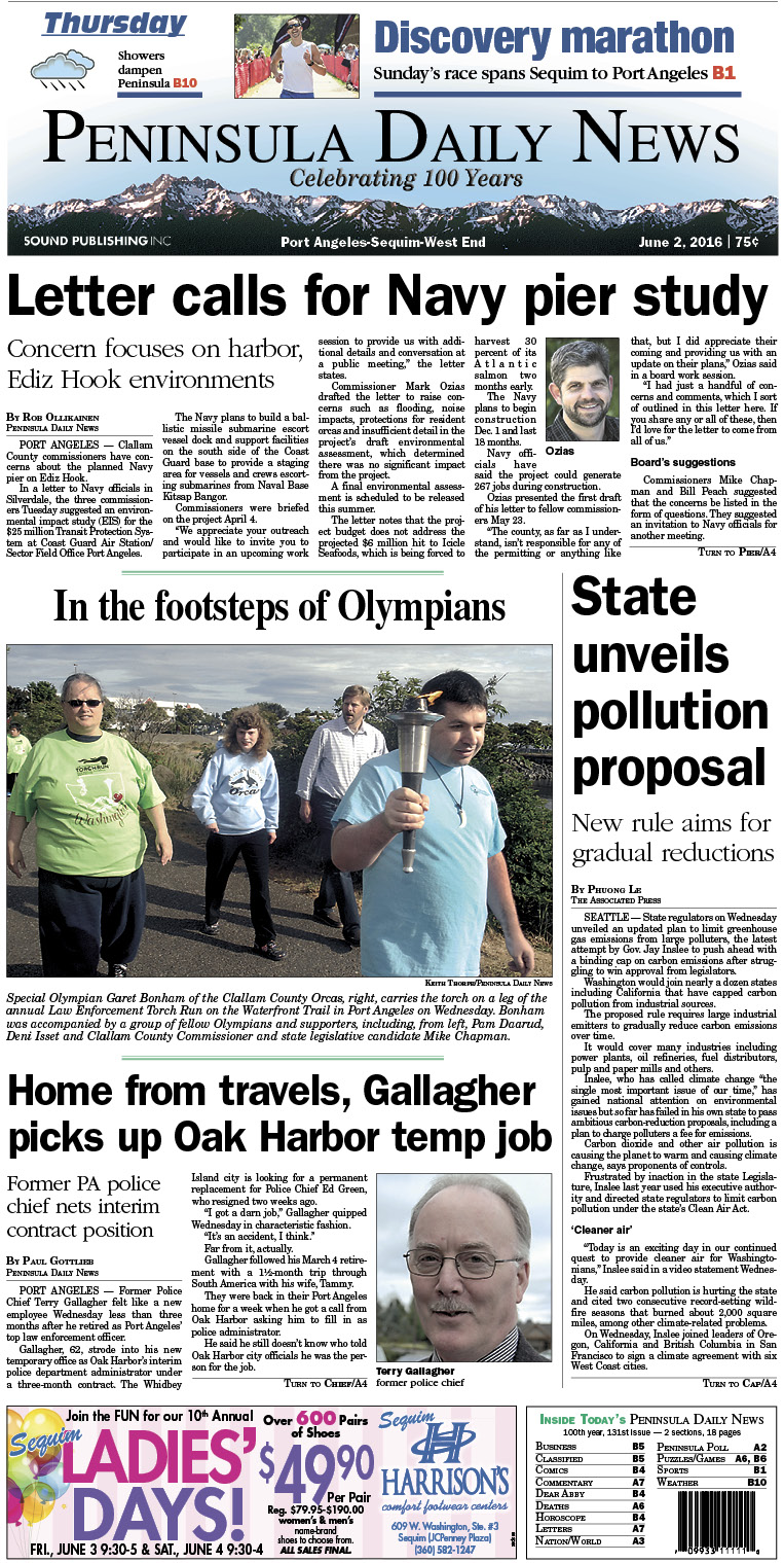 Today's front page tailored for the PDN's readers in Clallam County. There's more inside that isn't online! ()