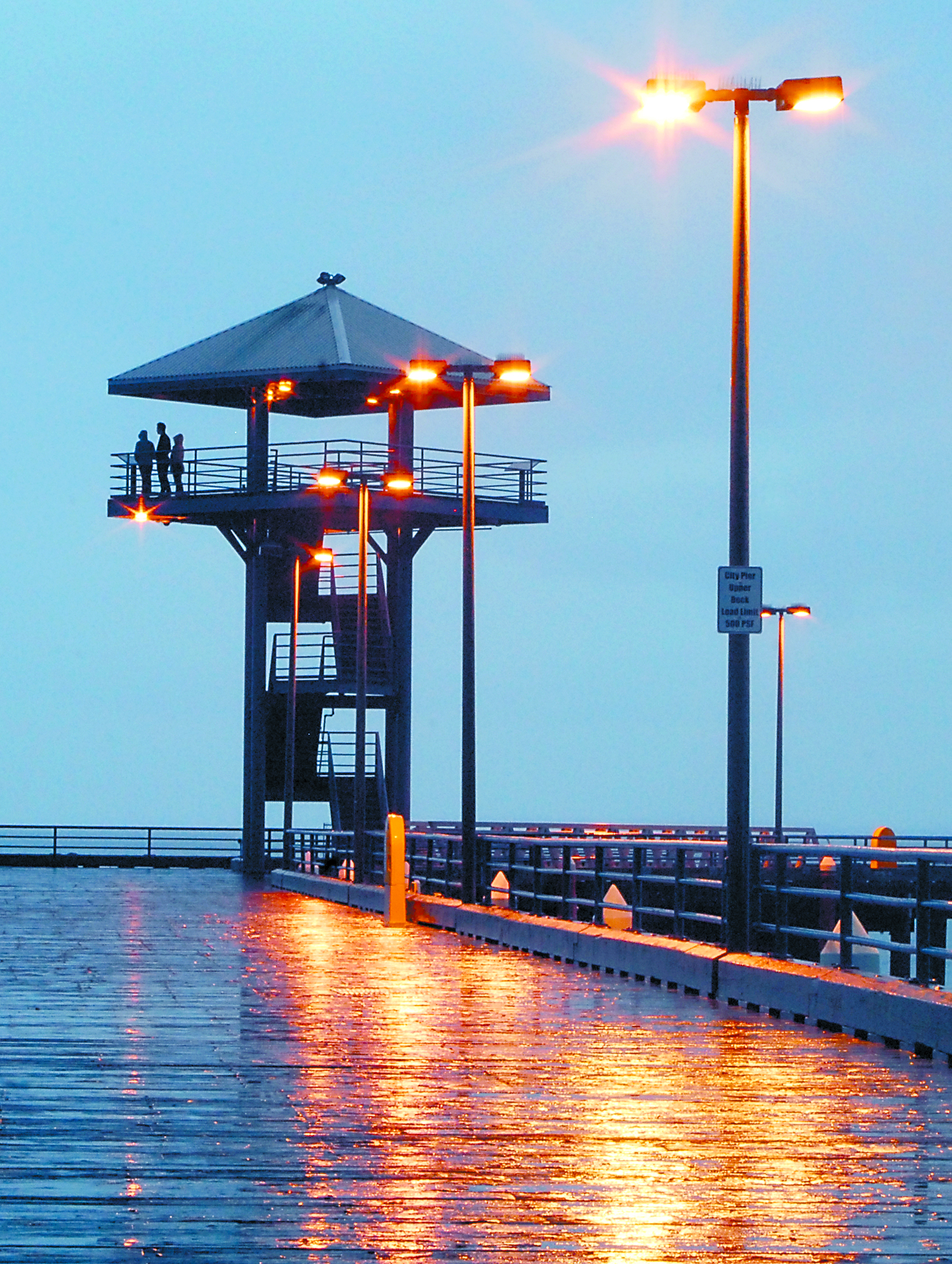 City Pier and its lookout tower. (Peninsula Daily News)