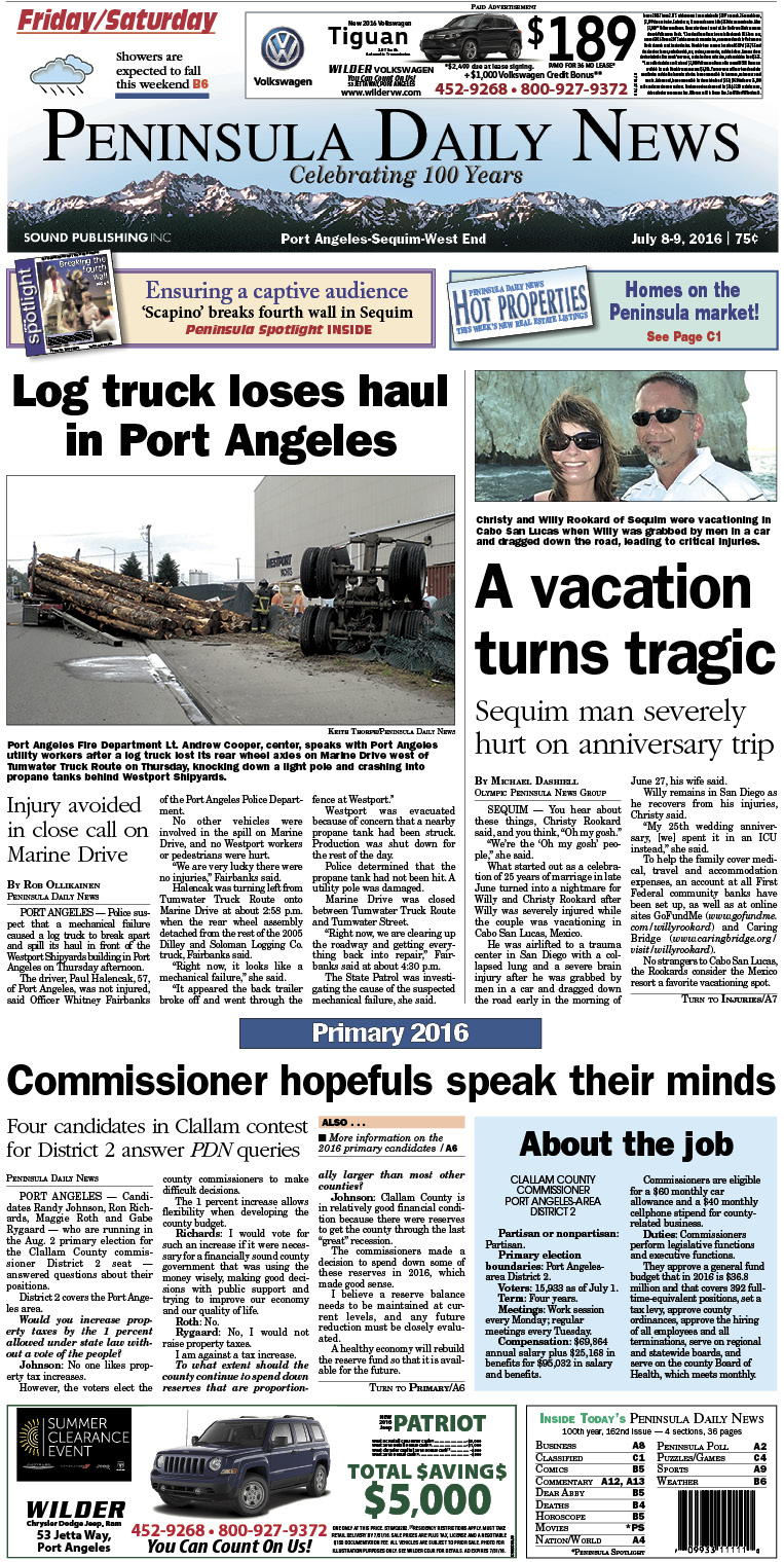 Today's front page tailored for the PDN's readers in Clallam County. There's more inside that isn't online! ()