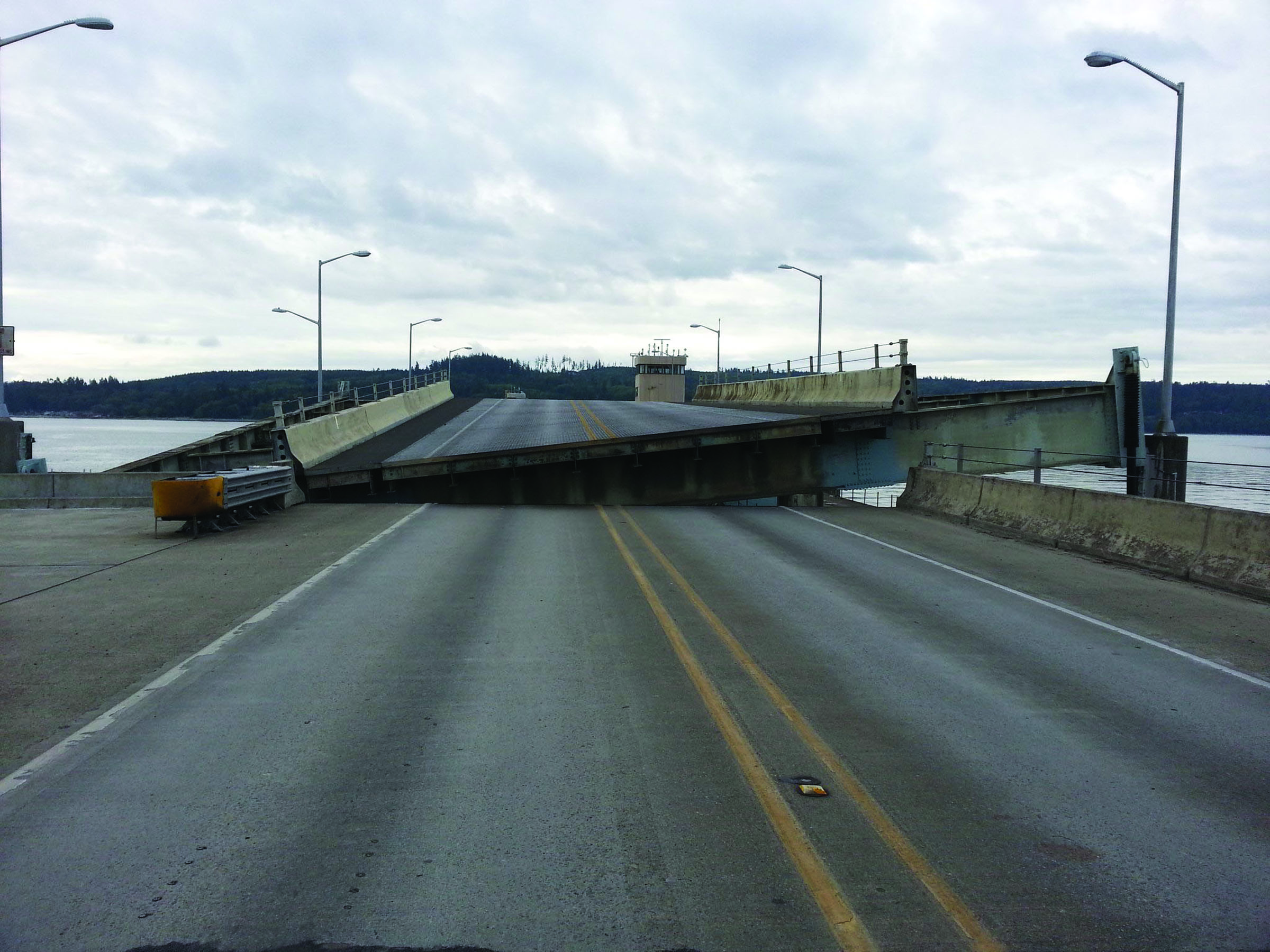 Human error is being blamed for a malfunction at the Hood Canal Bridge that left the span's deck unevenly positioned Sunday. (Washington State Department of Transportation)