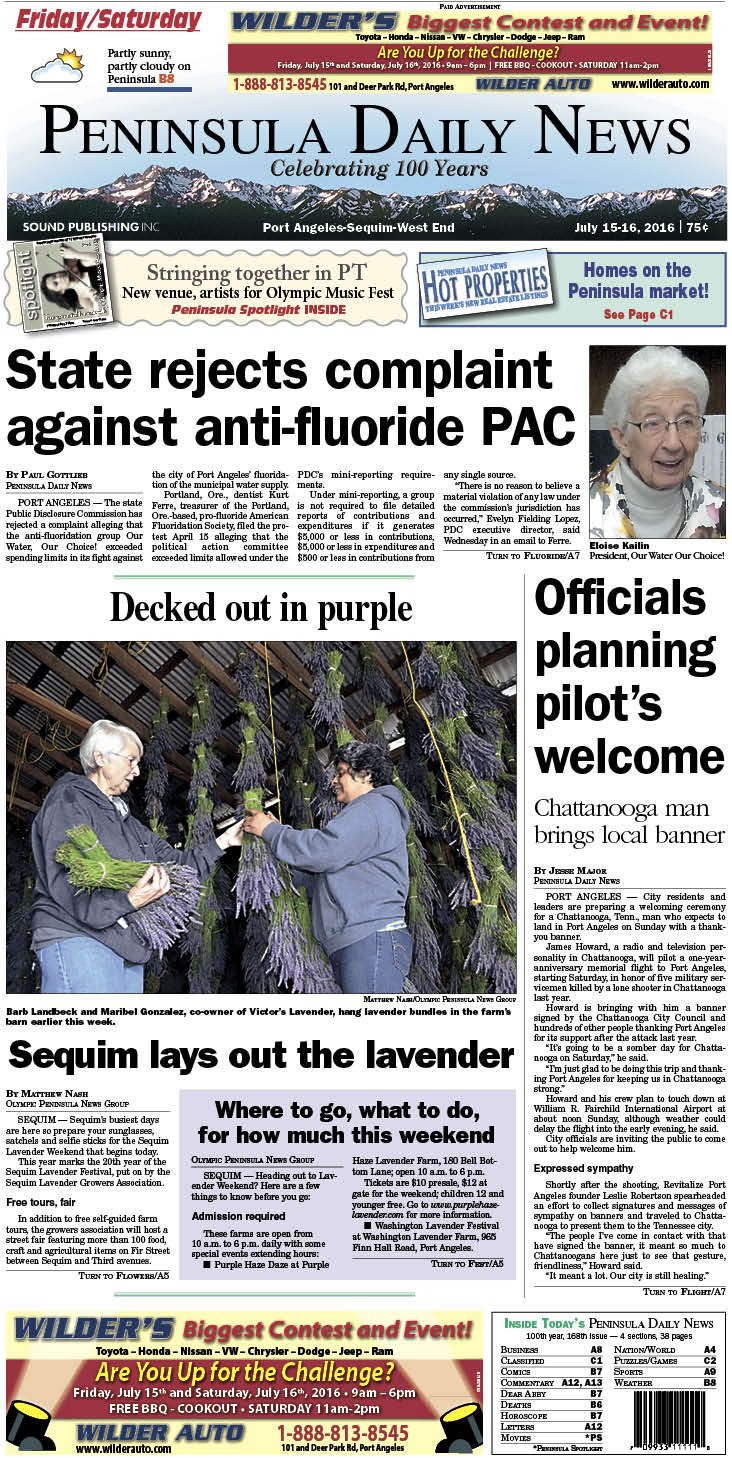 Today's front page tailored for the PDN's readers in Clallam County. There's more inside that isn't online! ()