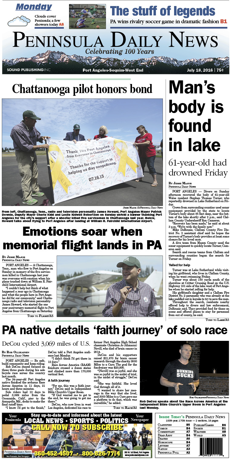 Today's front page tailored for the PDN's readers in Clallam County. There's more inside that isn't online! ()