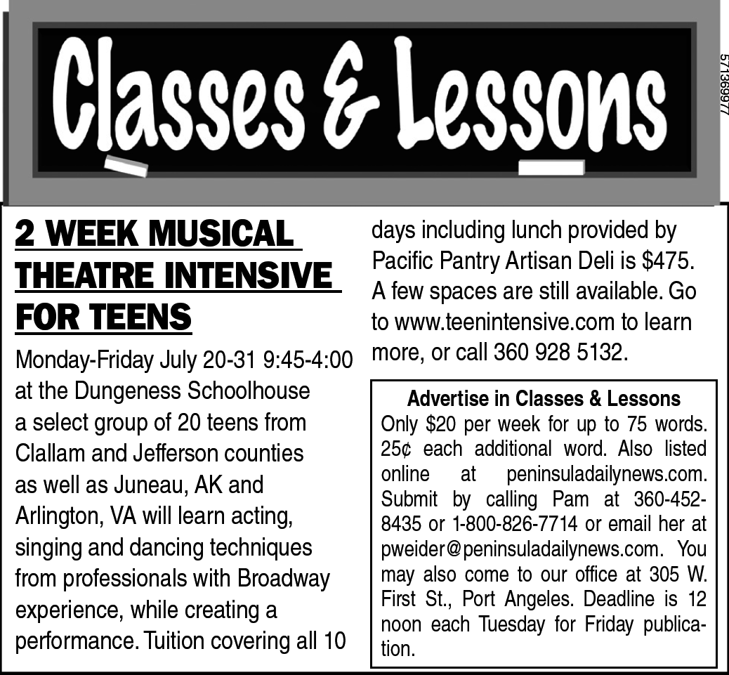 The current 'Classes & Lessons' (Click on image to enlarge)