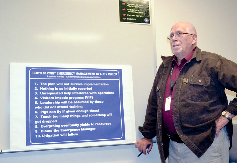 Jefferson County Department of Emergency Management Director Bob Hamlin has developed a list of guidelines that underscore the unpredictable elements of the expected earthquake. Charlie Bermant/Peninsula Daily News