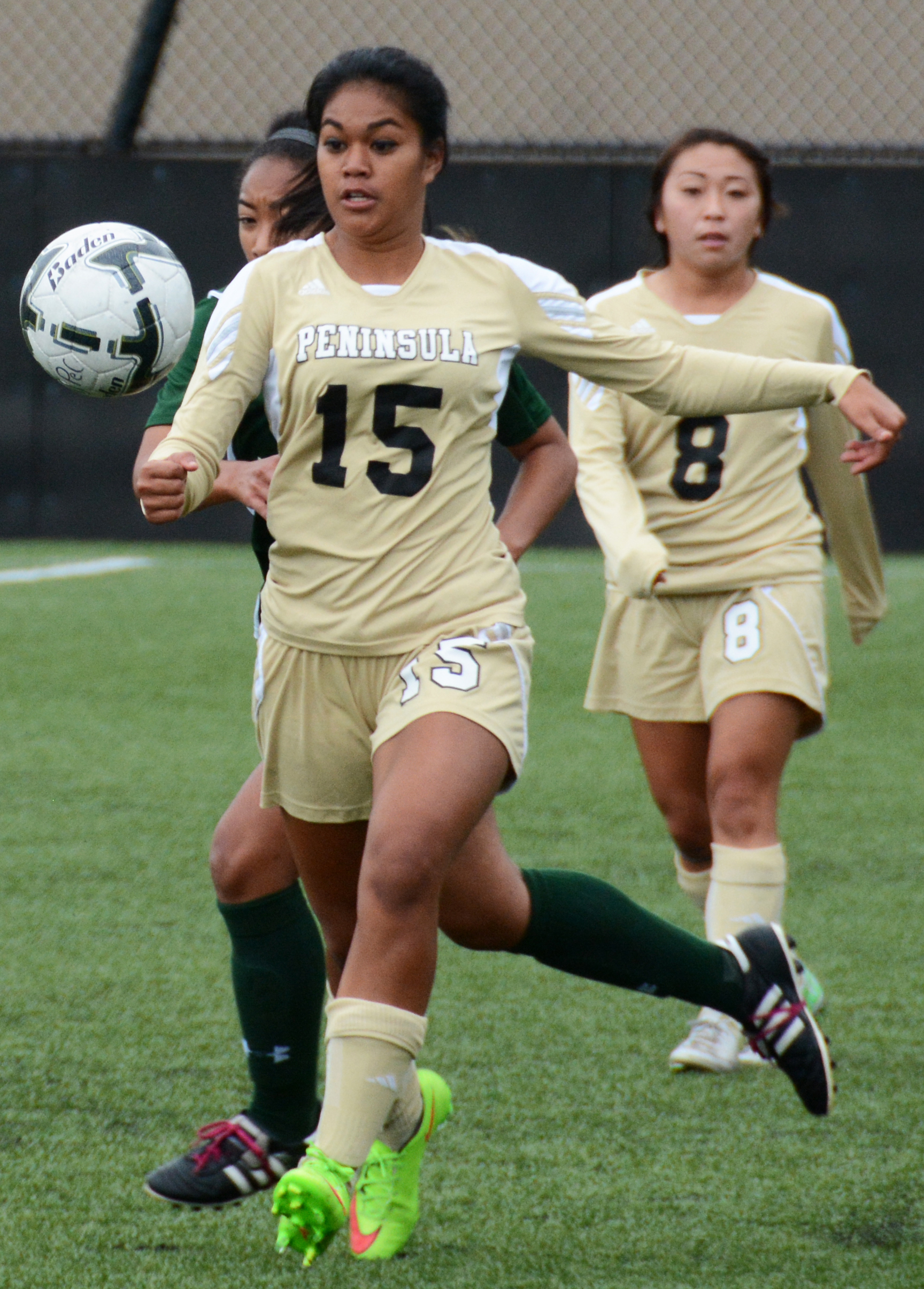 Tasha Inong scored eight goals for the NWAC runner-up Peninsula College women's team in 2014. Peninsula College Athletics