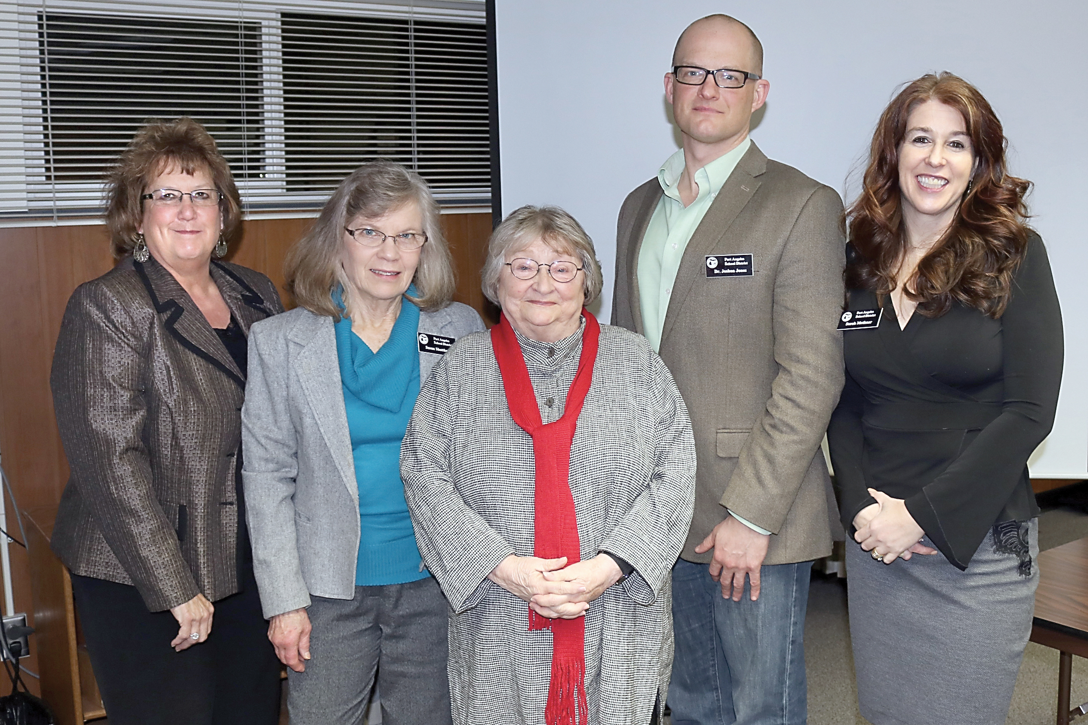 From left are Port Angeles School Board President Cindy Kelly; members Susan Shotthafer