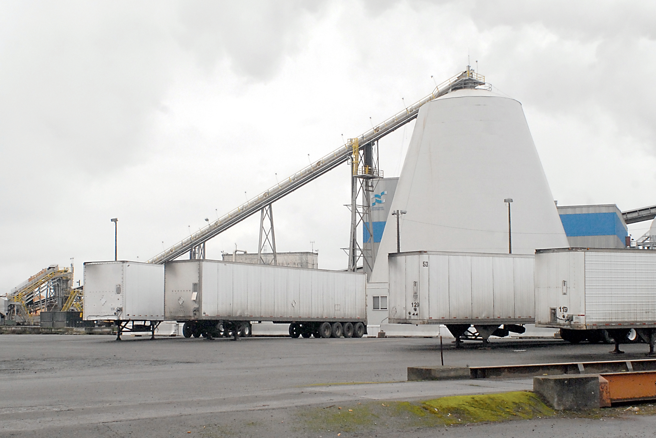 The biomass burner unit at the Nippon Paper Industries USA cogeneration facility has a distinctive conical shape reminiscent of the Northwest's “teepee burners” of generations ago. — Photo by Keith Thorpe/Peninsula Daily News ()