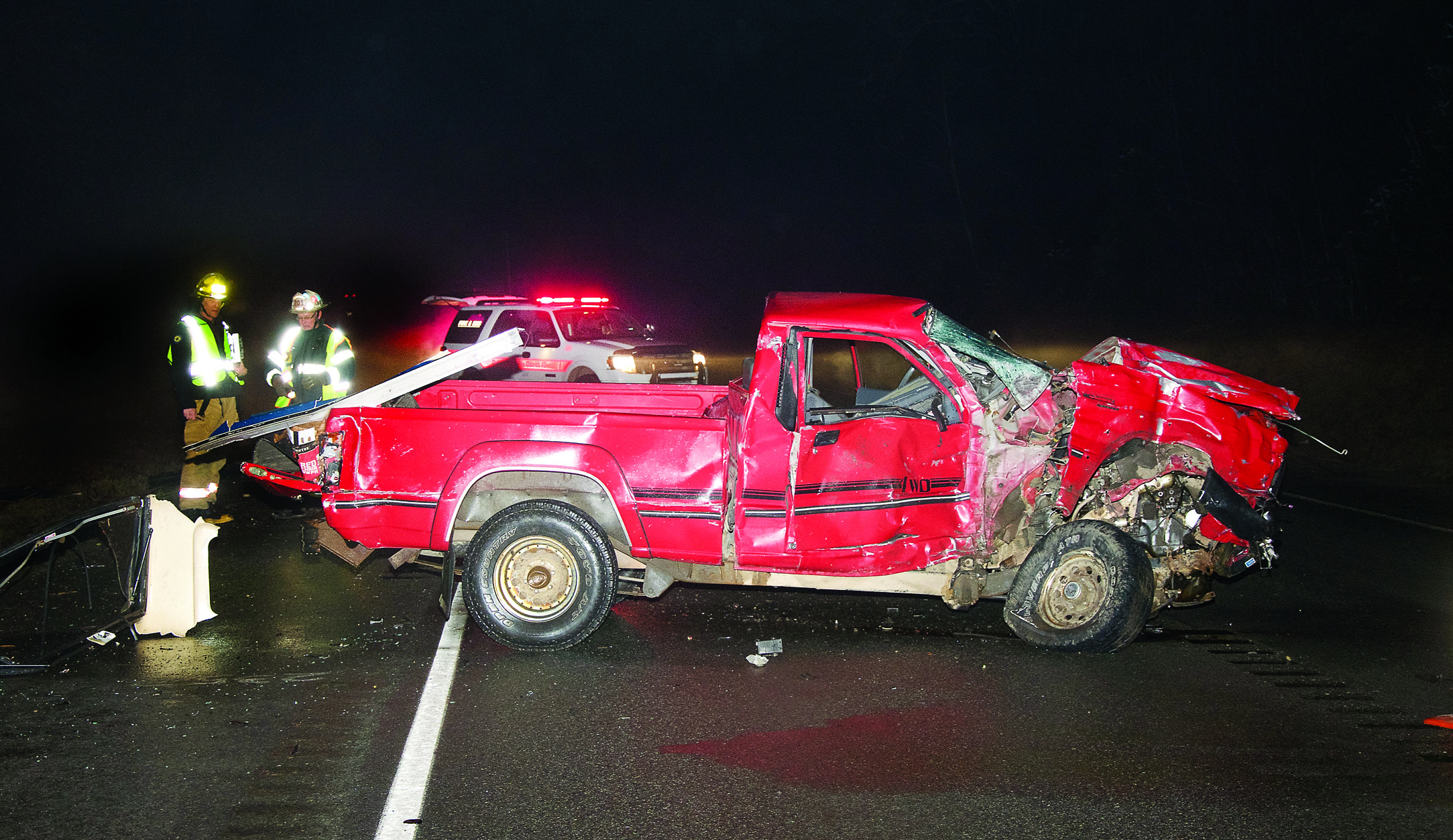 An early morning wreck west of Port Angeles that involved a 1990 Mitsubishi pickup