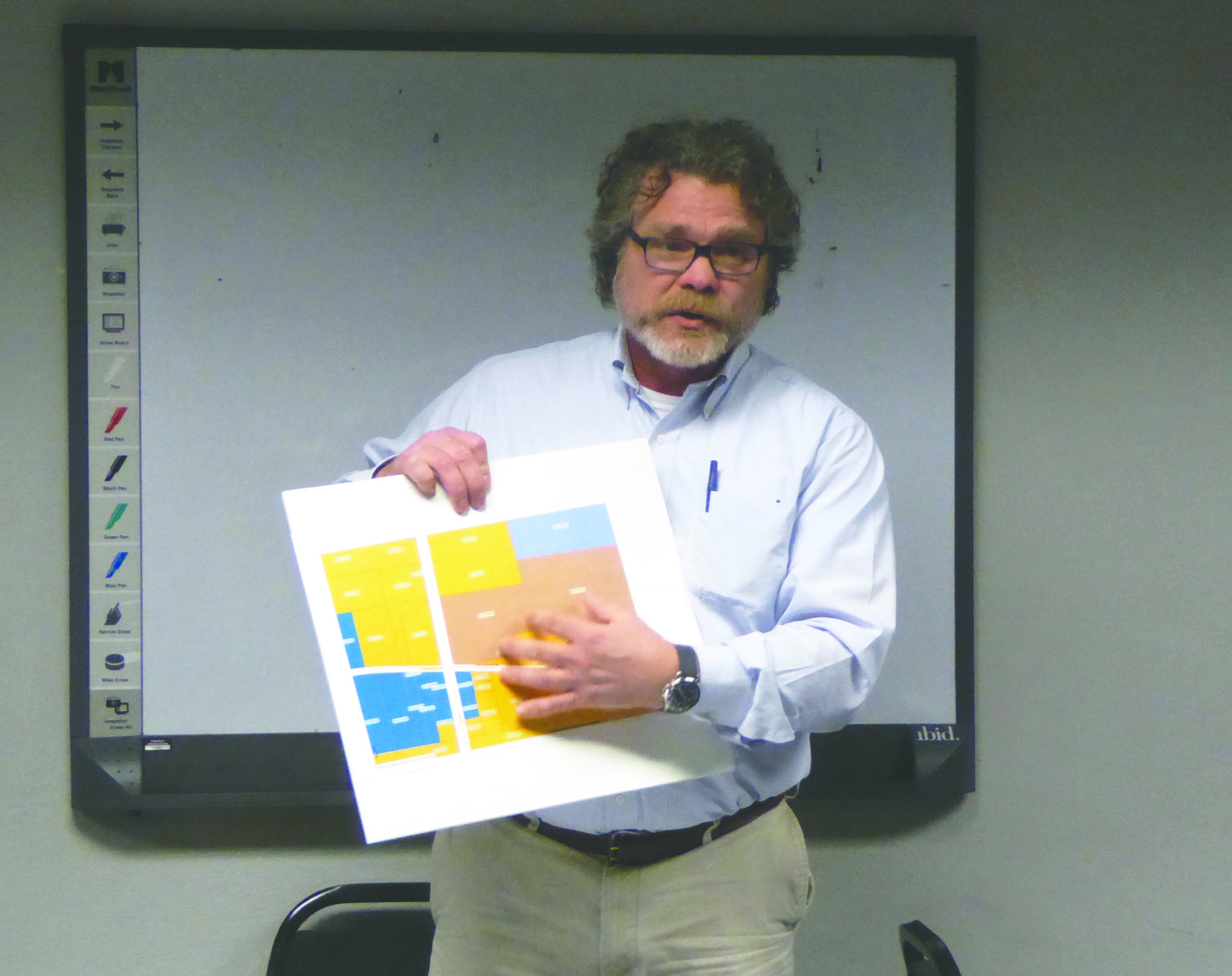 Jefferson County Associate Planner Joel Peterson presents information about the updated sign code to the county commissioners Monday. — Charlie Bermant/Peninsula Daily News ()