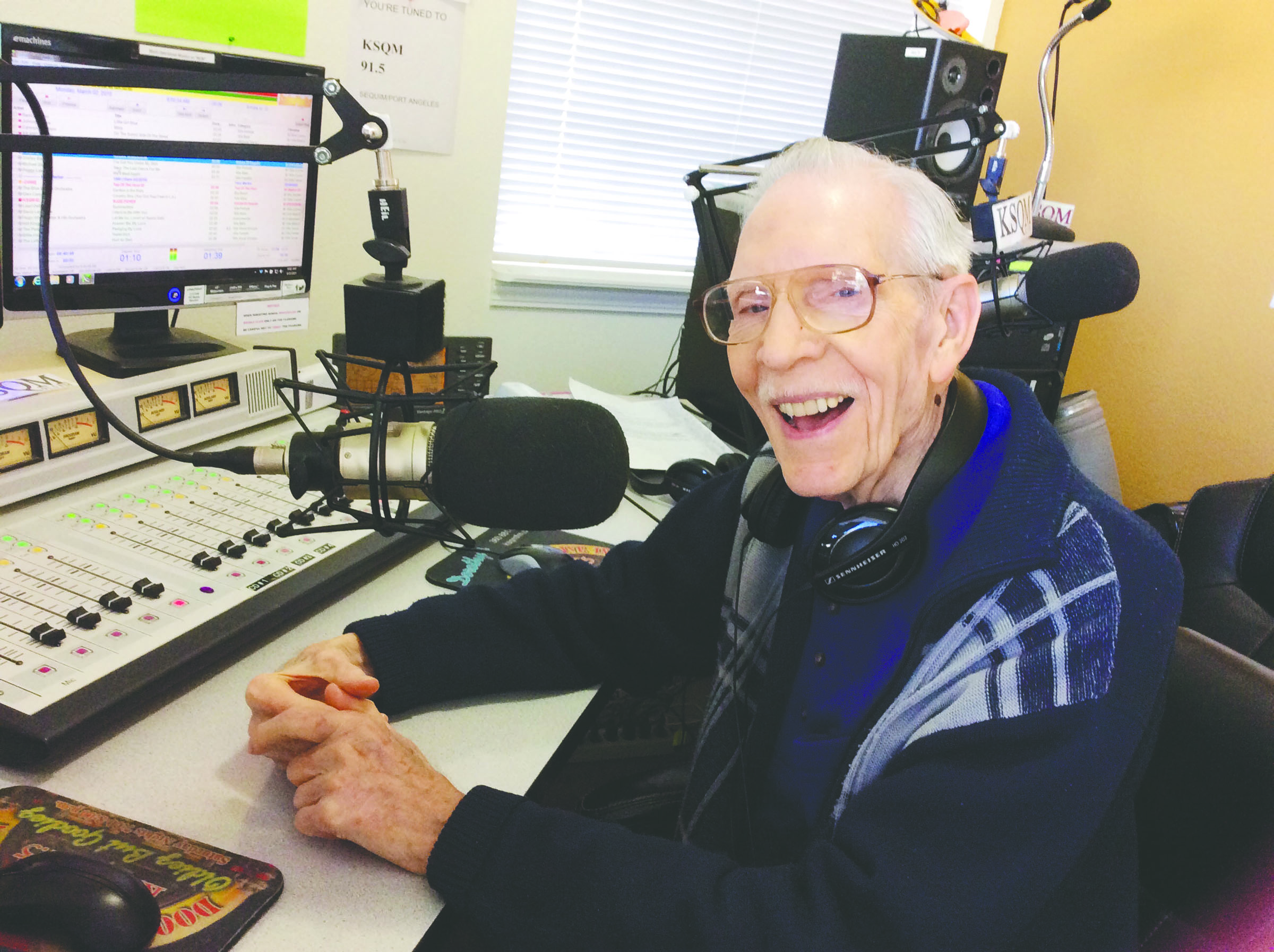 KSQM radio announcer “Classy” Bob Massey will celebrate his 90th birthday Monday with an open house at 2 p.m. at the Sequim station's studio