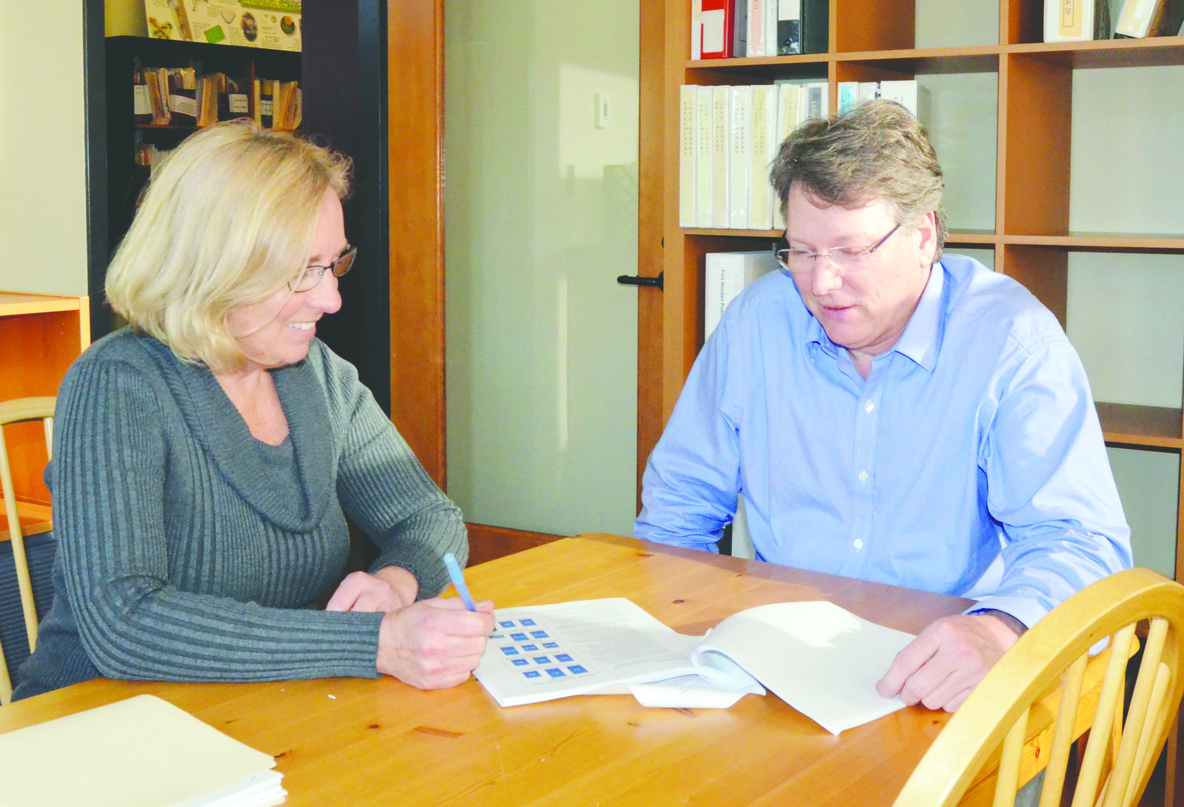 New Port Townsend Planning Director Lance Bailey meets with Senior Planner Judy Surber on Monday