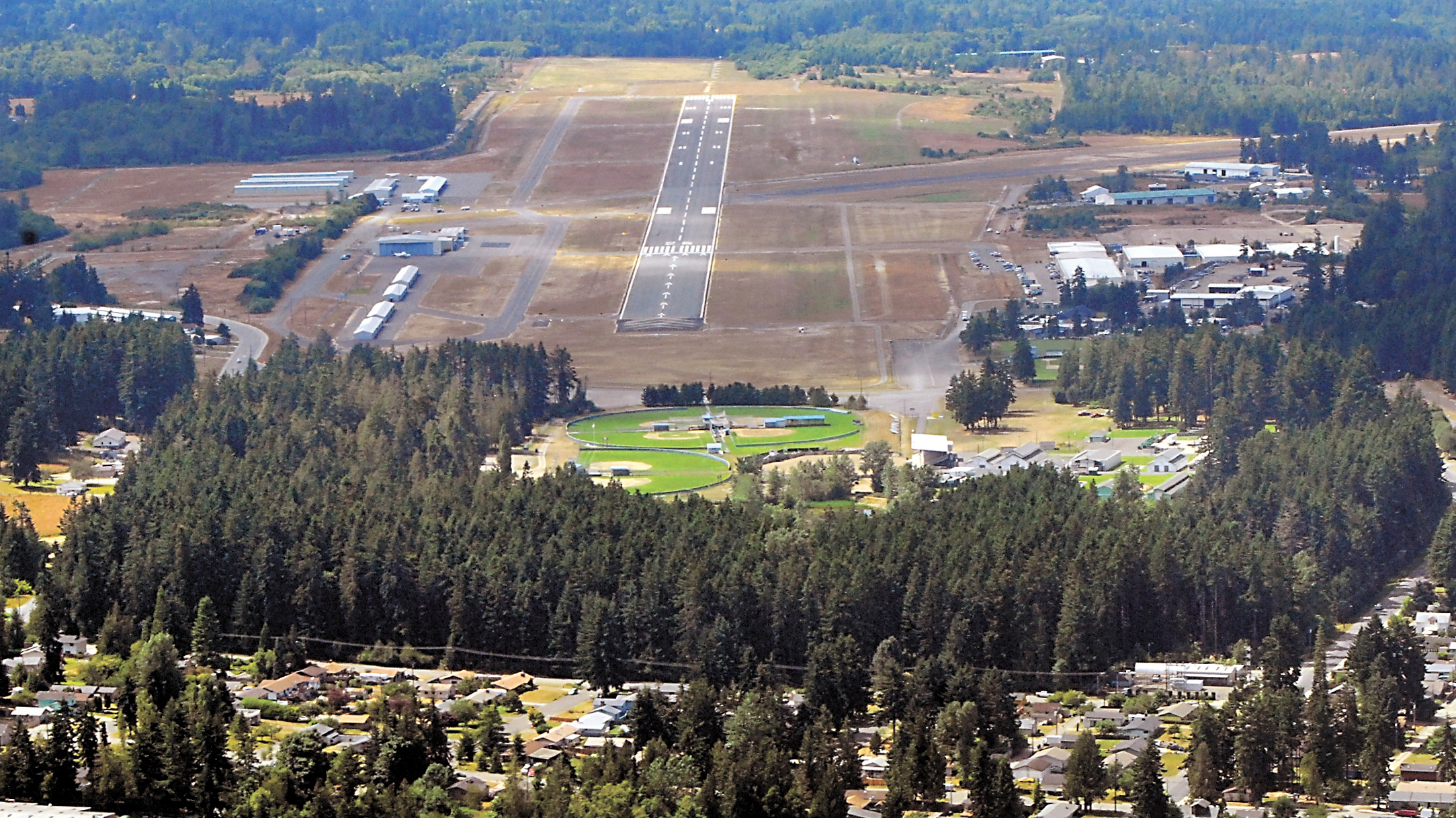 Runway 26 at William R. Fairchild International Airport is shown in this aerial photo taken July 29