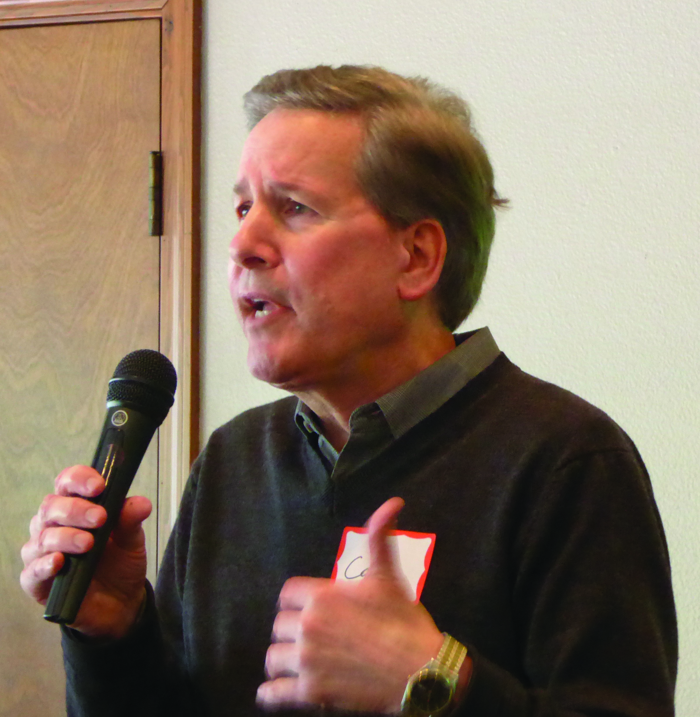 Jefferson County Department of Community Development Director Carl Smith speaks to a Jefferson County Chamber of Commerce audience Monday. — Charlie Bermant/Peninsula Daily News ()