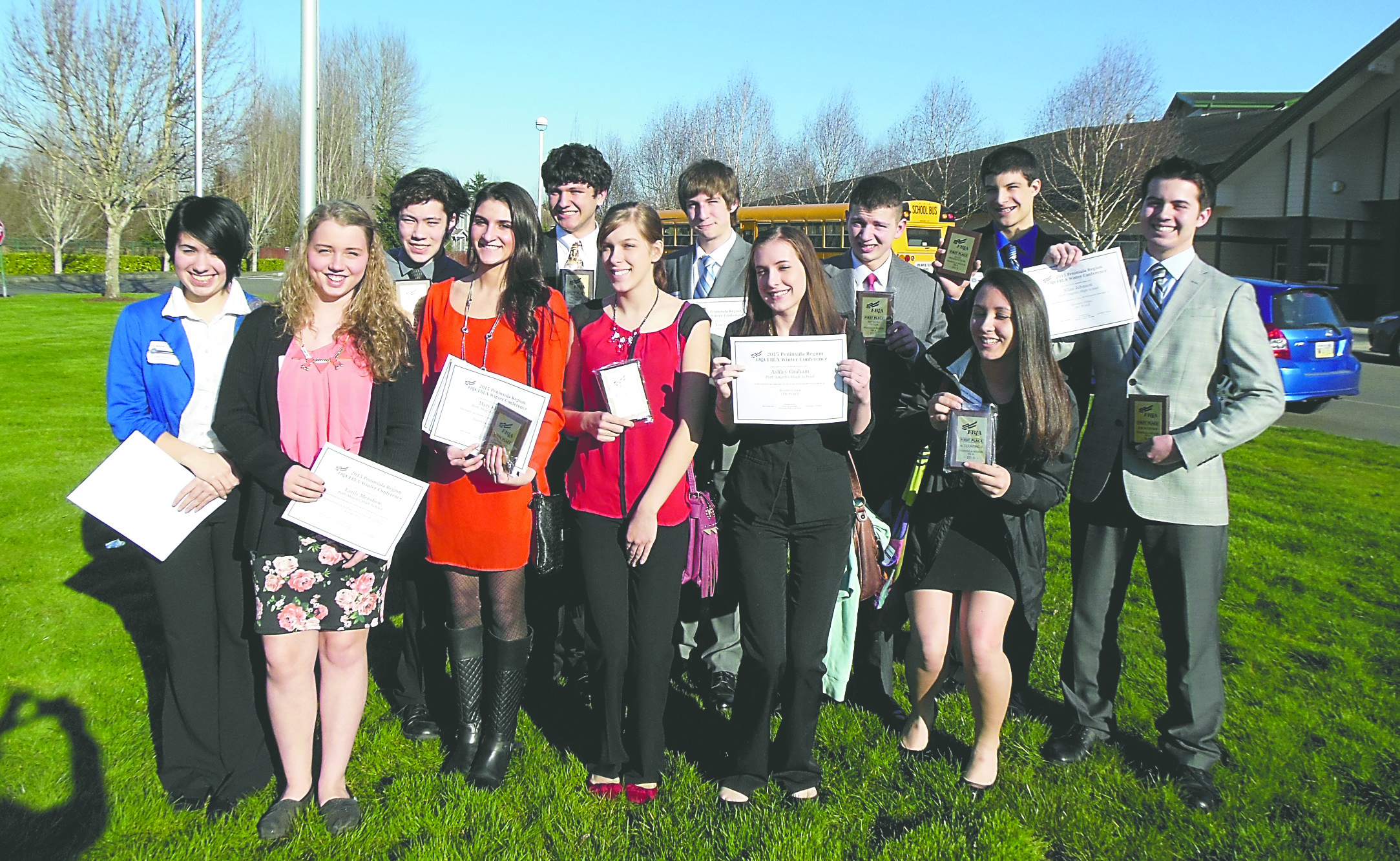 Nineteen Port Angeles High School Future Business Leaders of America members recently competed at a regional competition. From left are Amber Hamilton