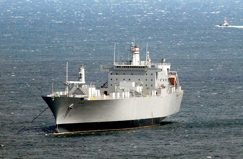 The SS Cape Intrepid sits anchored in Port Angeles Harbor after losing power in the Strait of Juan de Fuca on Saturday. (Keith Thorpe/Peninsula Daily News)